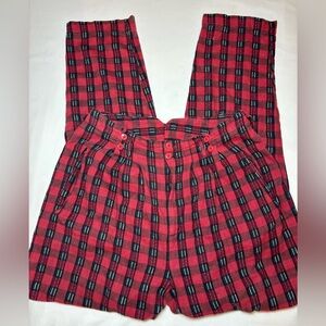 VTG Putumayo Flannel Pants Red Black Plaid Womans Sz L 80s 90s Indie Sleeze Punk